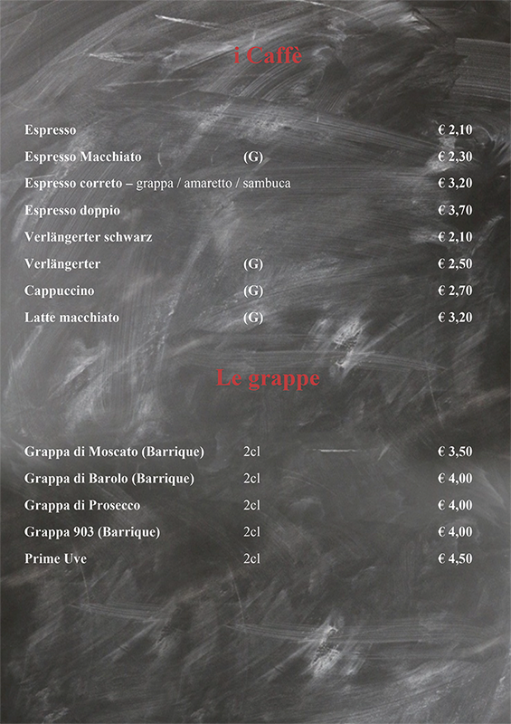 Getränkekarte Ristorante Pizzeria Bella Italia Seite 2
