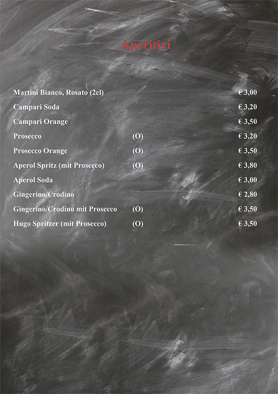 Getränkekarte Ristorante Pizzeria Bella Italia Seite 1